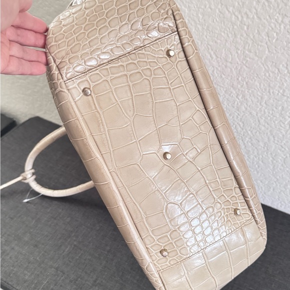 FURLA Crocodile Embossed Beige Tote Bag - Picture 9 of 13